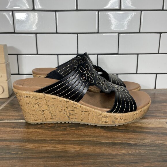 Skechers Beverlee Garden Picnic Womens Size 7 Shoes Black Luxe Foam Slide Sandal - Picture 3 of 13